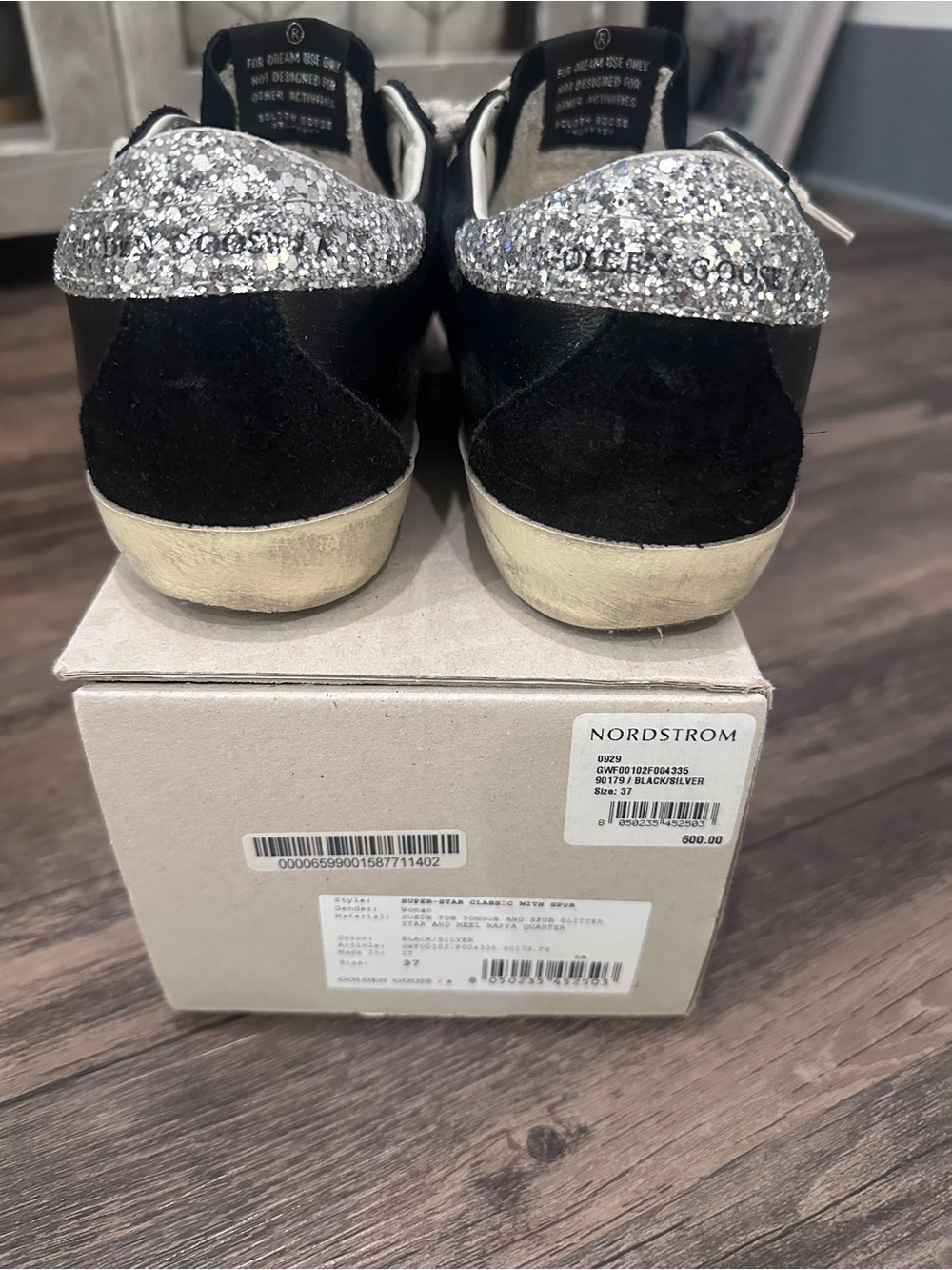 Golden Goose Black Suede Sneakers with Silver Glitter Detail - Picture 3 of 5